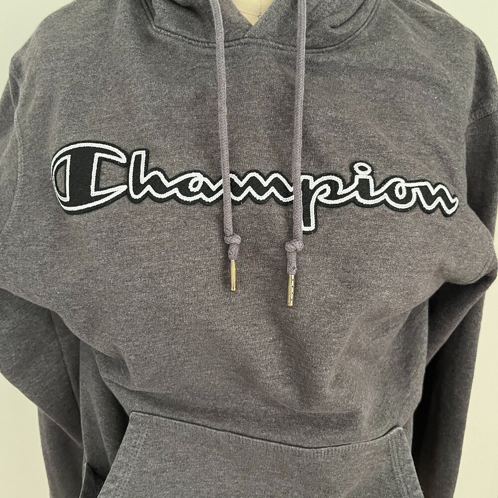 Champion Athleticwear Comfy Logo Hoodie Men's Gray Sporty Streetwear Retro Sz S